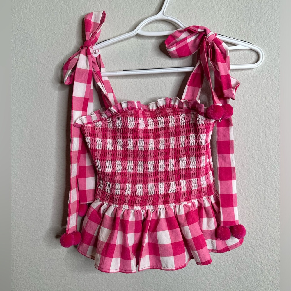 TCEC Smocked Tube Top with Adjustable Tie Shoulder Straps.  Women Size Small.